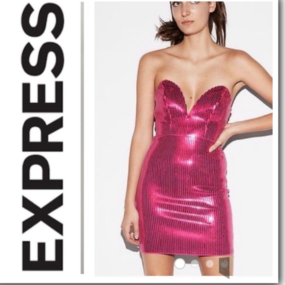 Express Dresses & Skirts - NWT Express Strapless Pink Sequin Bodycon Dress